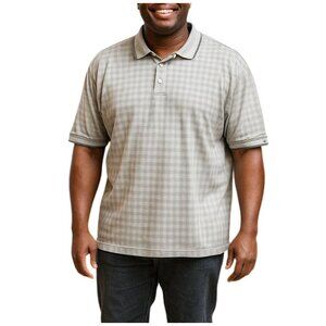 Dockers Mens Size XL Polo Shirt Golf Gray Diamond Pattern 100% Mercerized Cotton